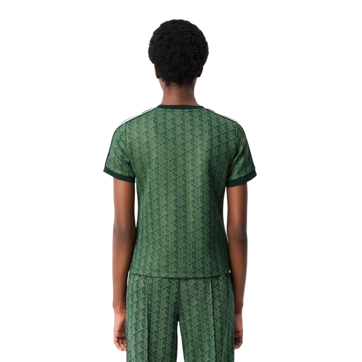 Green - Back - Lacoste Womens-Ladies Monogram Jacquard Slim T-Shirt