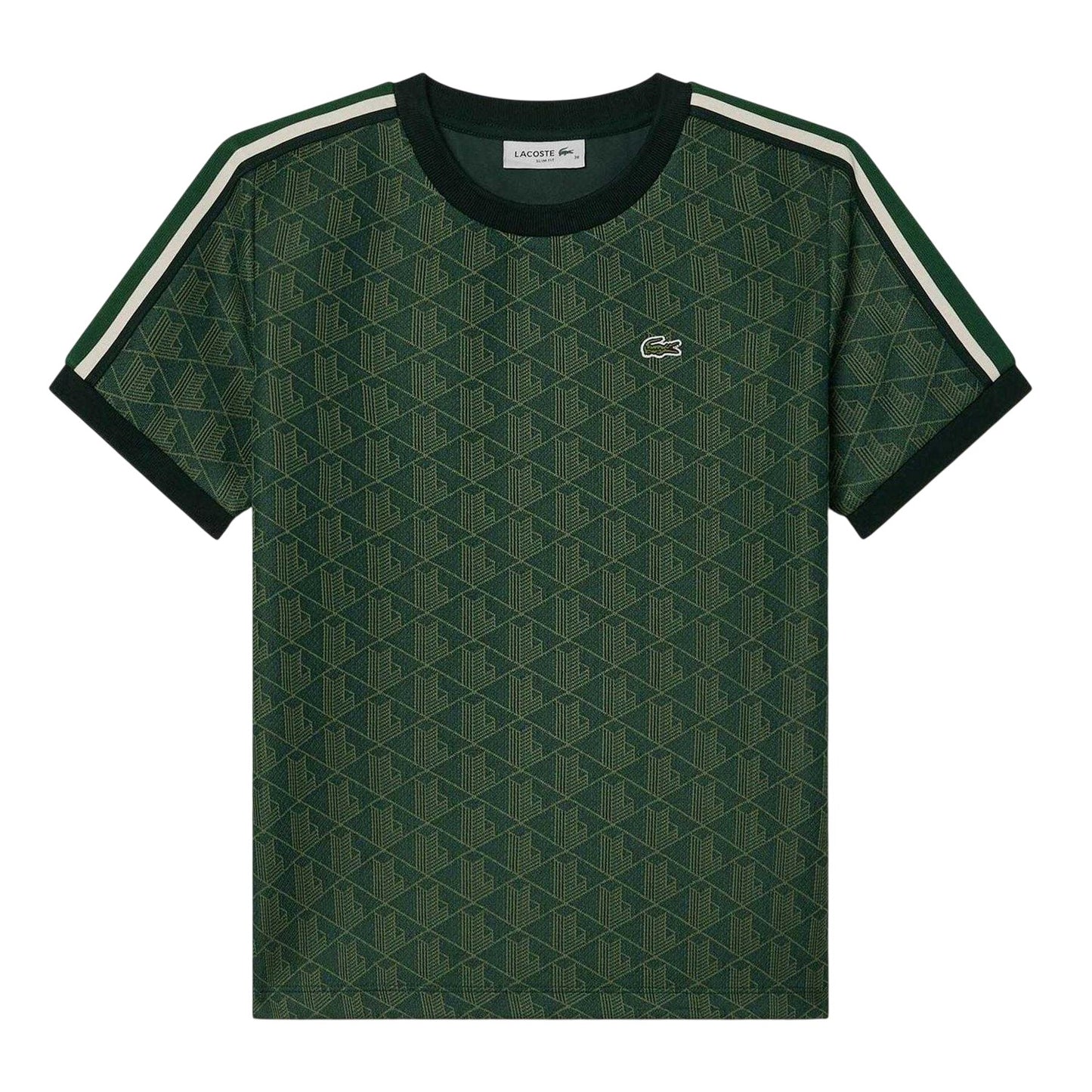 Green - Front - Lacoste Womens-Ladies Monogram Jacquard Slim T-Shirt
