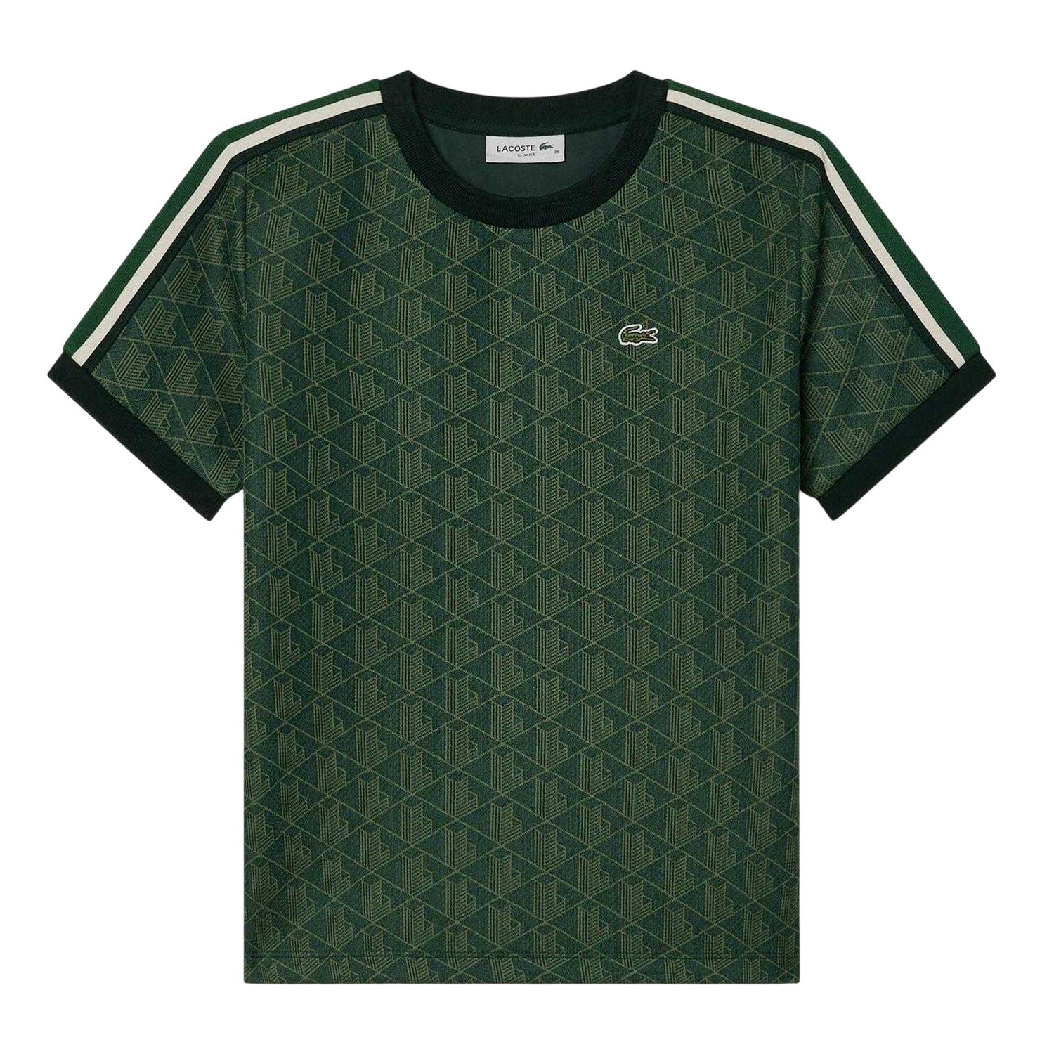 Green - Front - Lacoste Womens-Ladies Monogram Jacquard Slim T-Shirt