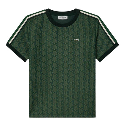Green - Front - Lacoste Womens-Ladies Monogram Jacquard Slim T-Shirt