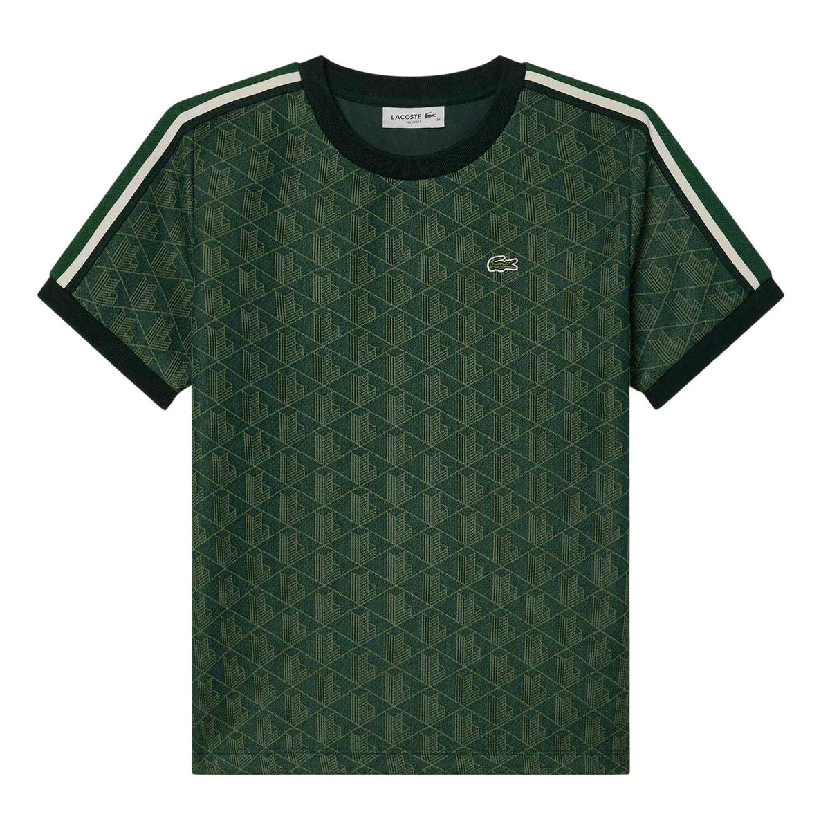 Green - Front - Lacoste Womens-Ladies Monogram Jacquard Slim T-Shirt