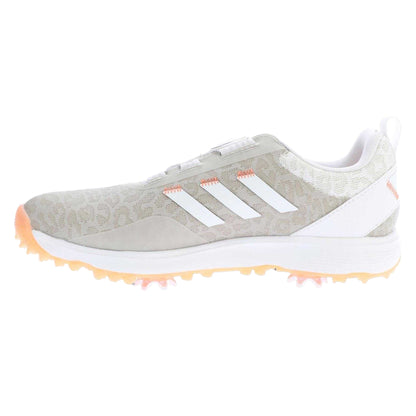 White - Back - Adidas Womens-Ladies Leopard Print BOA Lacing System Golf Shoes