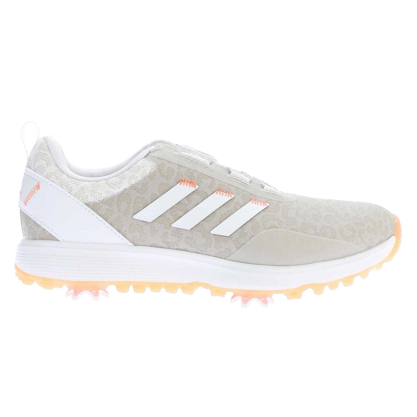 White - Front - Adidas Womens-Ladies Leopard Print BOA Lacing System Golf Shoes