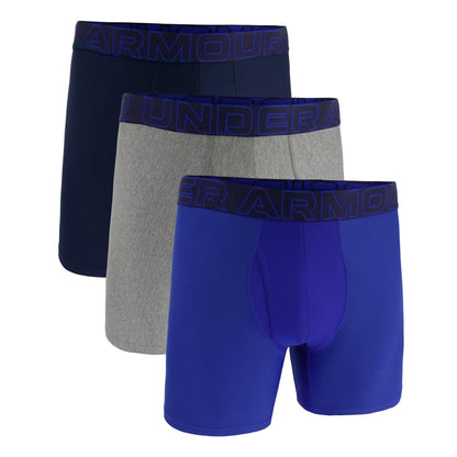 Royal Blue-Steel-Navy - Front - Under Armour Mens Performance Tech Boxer Shorts