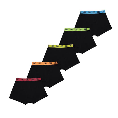 Black-Multicoloured - Front - Giorgio Boys Boxer Briefs (Pack of 5)