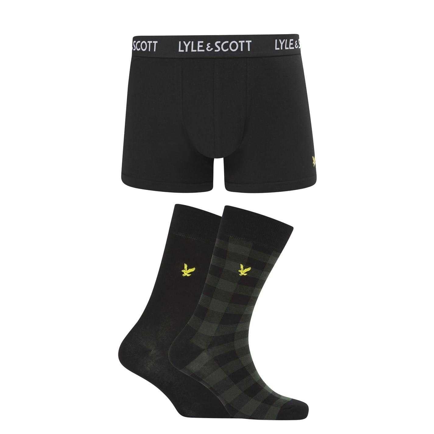 Black Check - Front - Lyle & Scott Mens Boxer Shorts Set