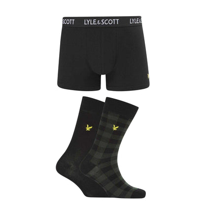 Black Check - Front - Lyle & Scott Mens Boxer Shorts Set