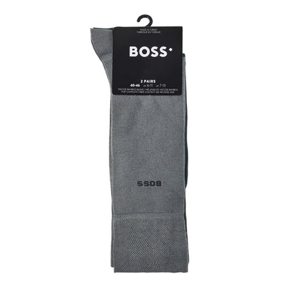 Dark Green - Back - Boss Mens Bamboo Crew Socks (Pack of 2)