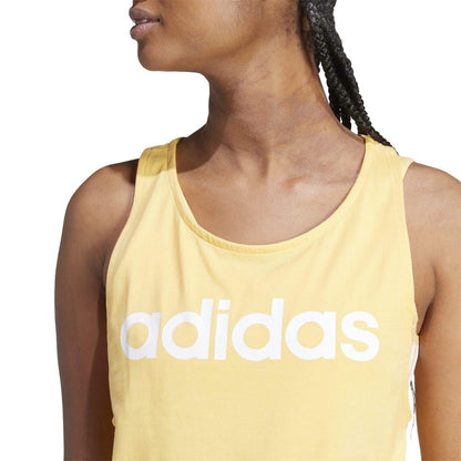 Pink-White - Side - Adidas Womens-Ladies Logo Tank Top