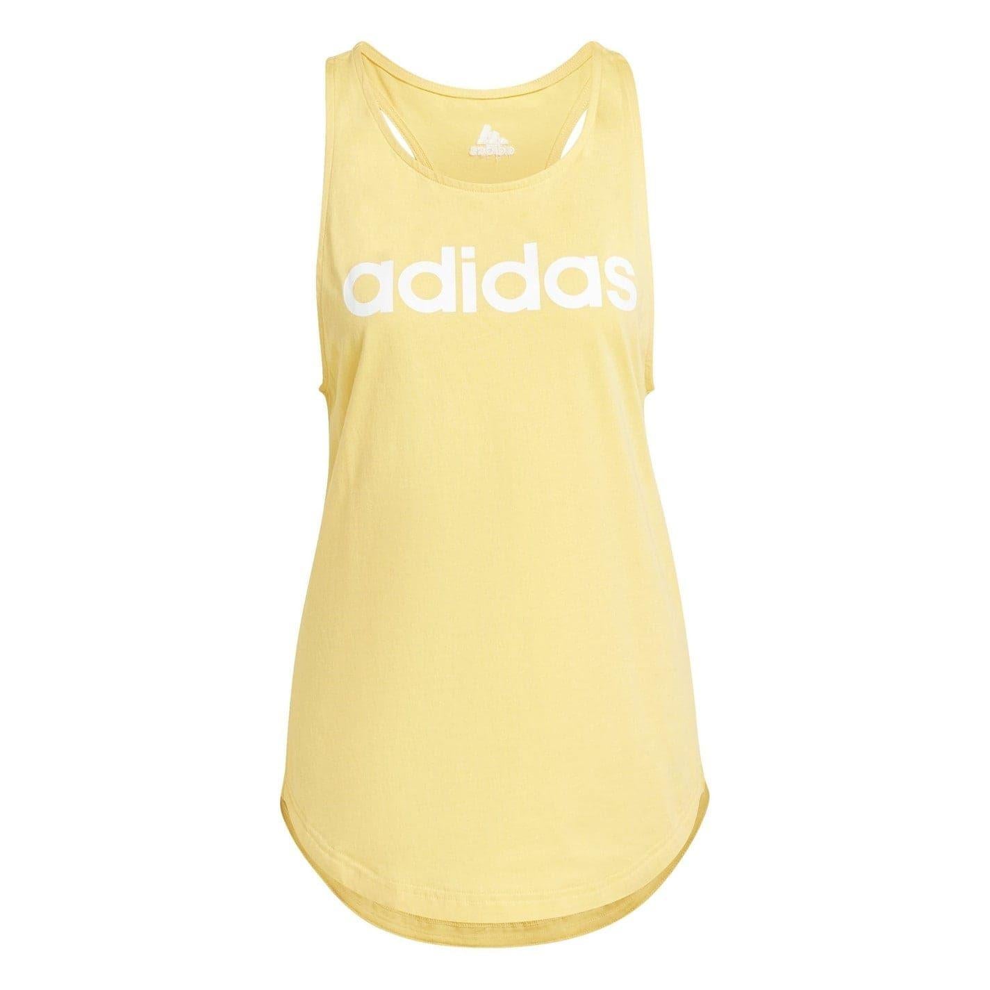 Pink-White - Front - Adidas Womens-Ladies Logo Tank Top