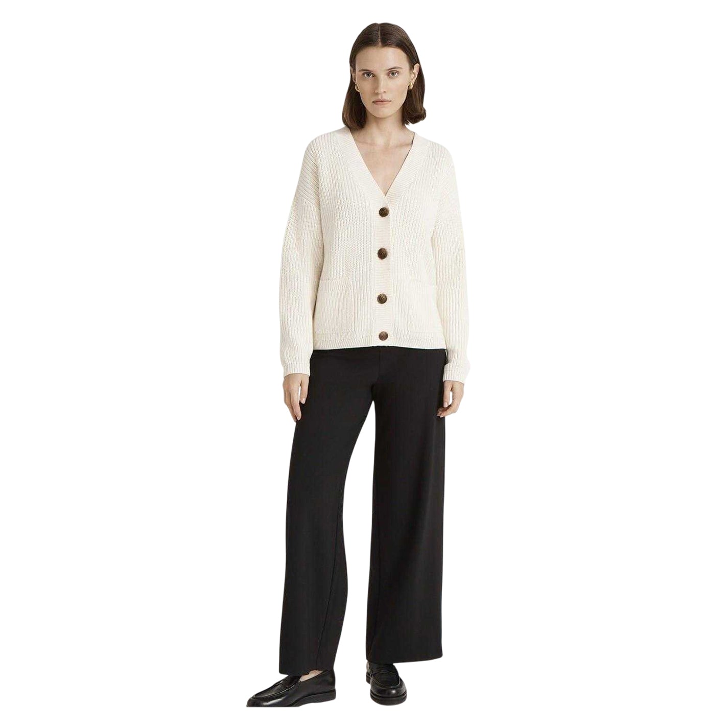 Ivory - Side - Finery Womens-Ladies Estella V Neck Long-Sleeved Cardigan
