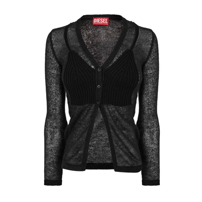 Black - Front - Diesel Womens-Ladies Arina V Neck Long-Sleeved Cardigan