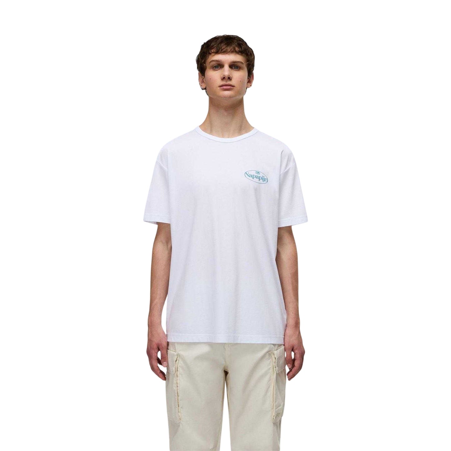 White - Side - Napapijri Mens Graphic T-Shirt