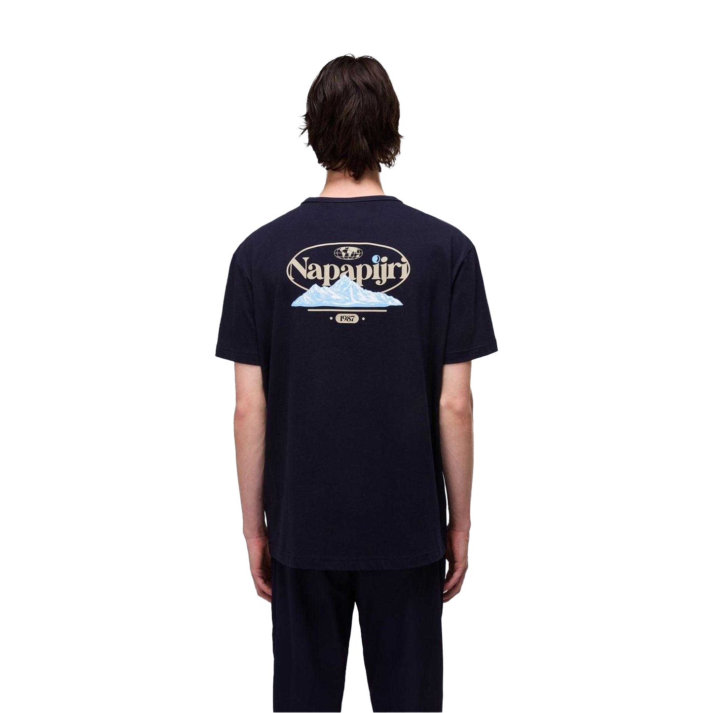 Navy - Back - Napapijri Mens Graphic T-Shirt