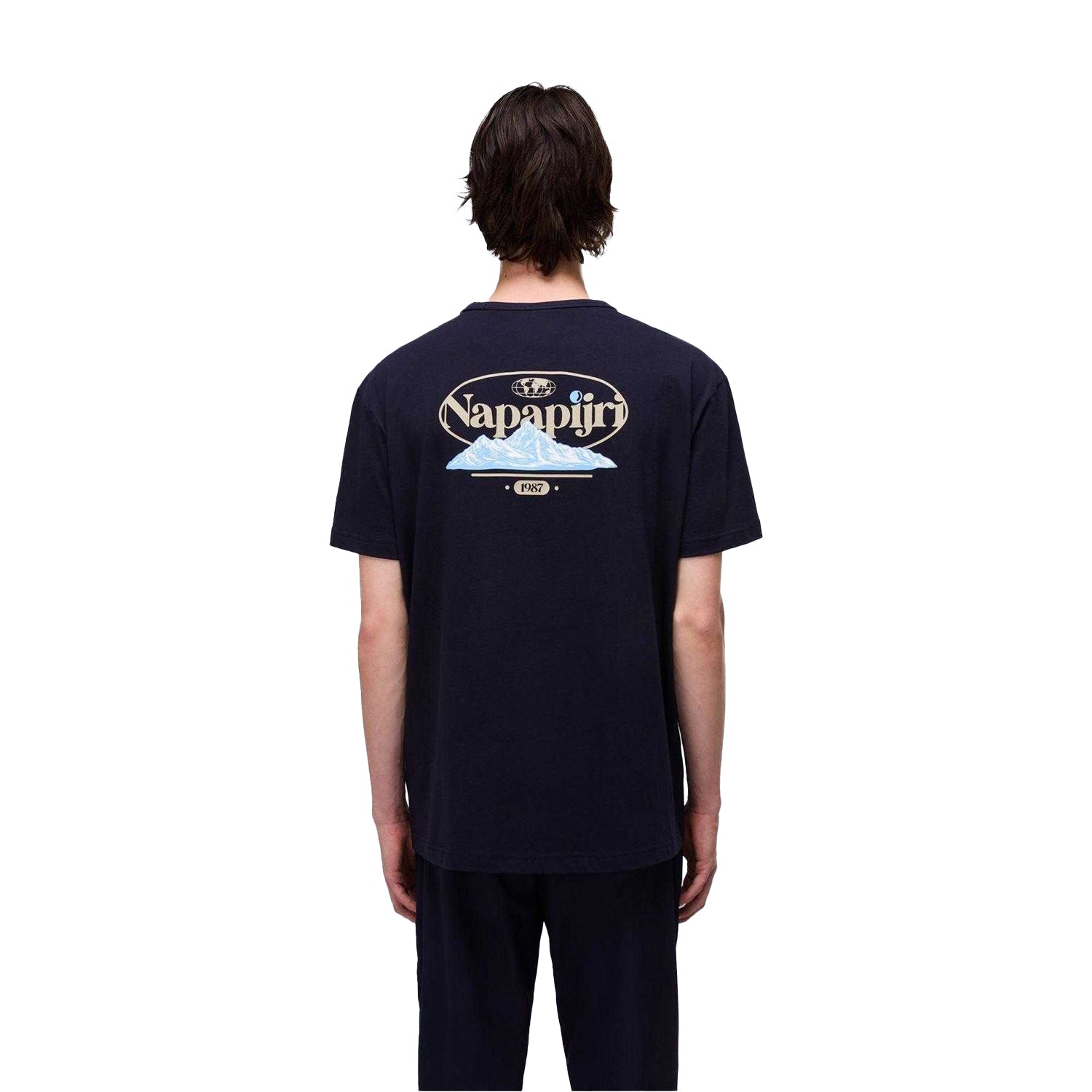 Navy - Back - Napapijri Mens Graphic T-Shirt