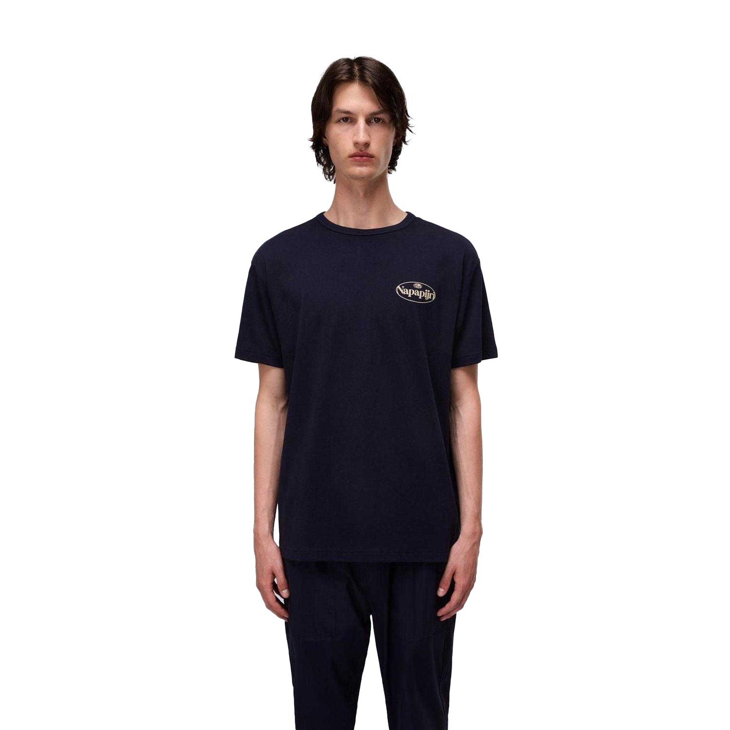 Navy - Side - Napapijri Mens Graphic T-Shirt
