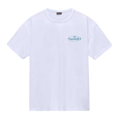 White - Front - Napapijri Mens Graphic T-Shirt
