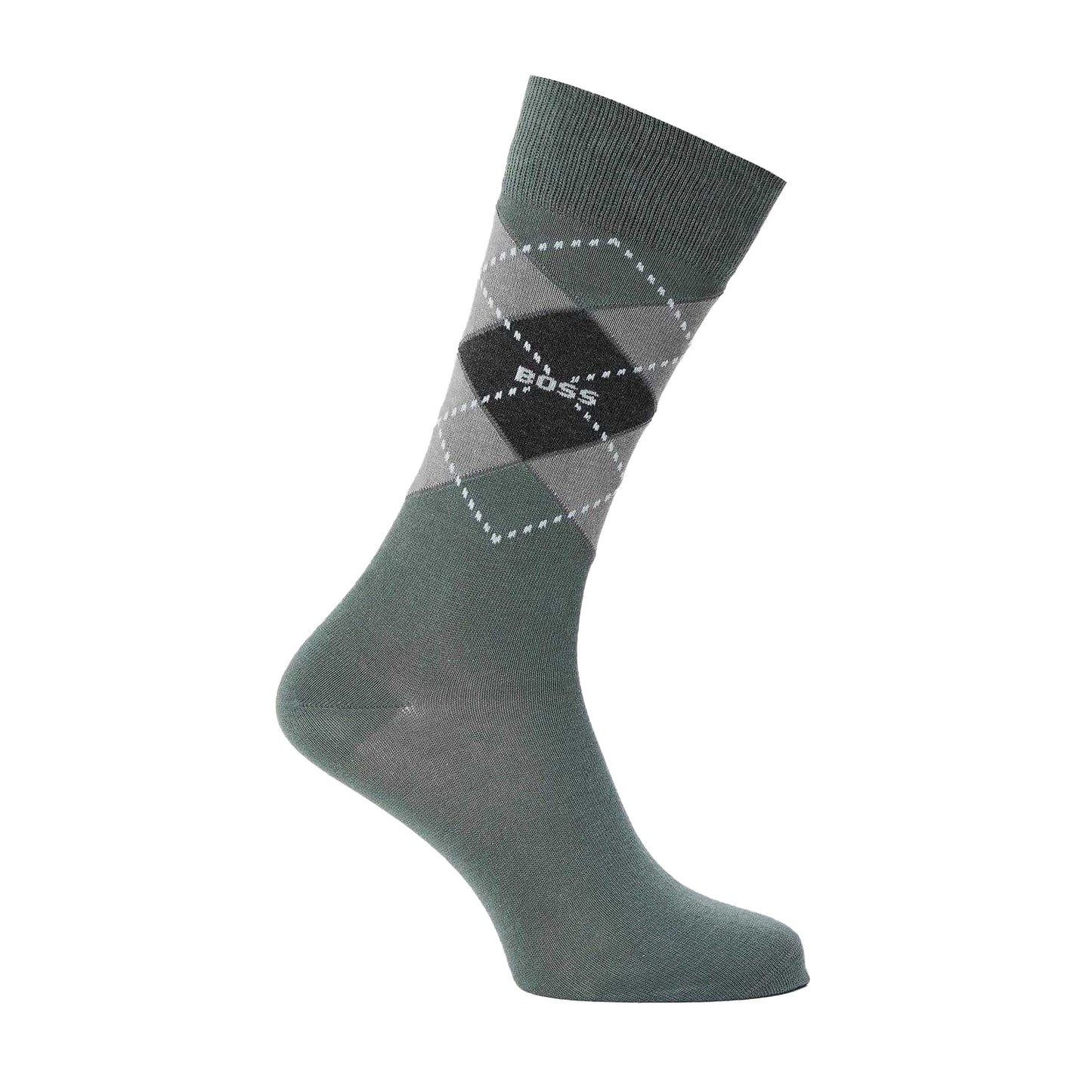 Dark Green - Front - Boss Mens Argyle Crew Socks (Pack of 2)