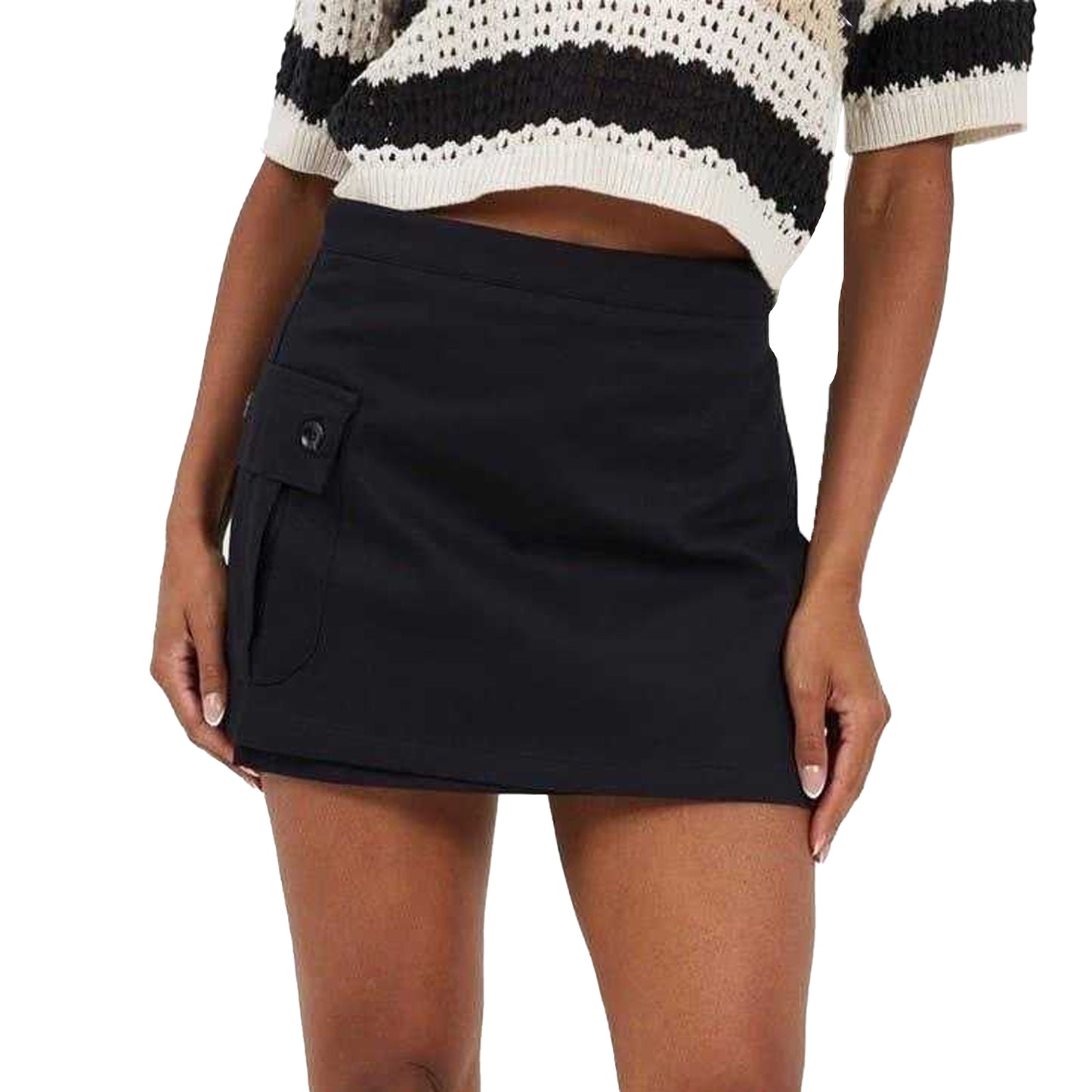 Black - Front - Brave Soul Womens-Ladies Wrap Mini Skirt