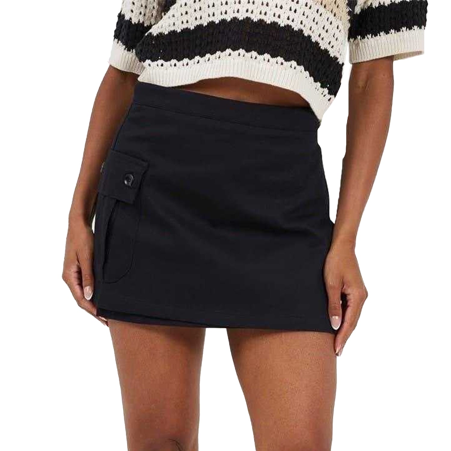 Black - Front - Brave Soul Womens-Ladies Wrap Mini Skirt