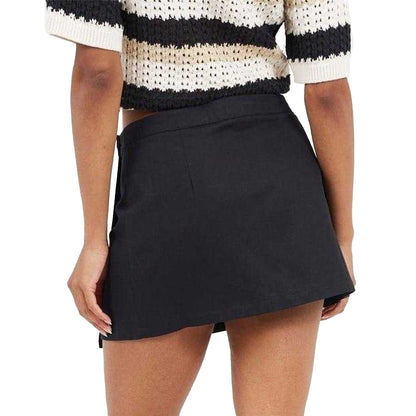 Black - Back - Brave Soul Womens-Ladies Wrap Mini Skirt