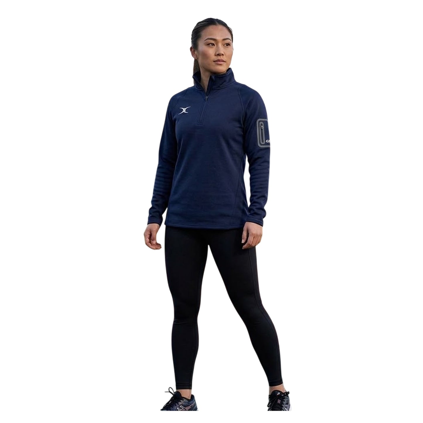 Dark Navy - Back - Gilbert Womens-Ladies Fleece Quarter Zip Raglan Long-Sleeved Sweatshirt