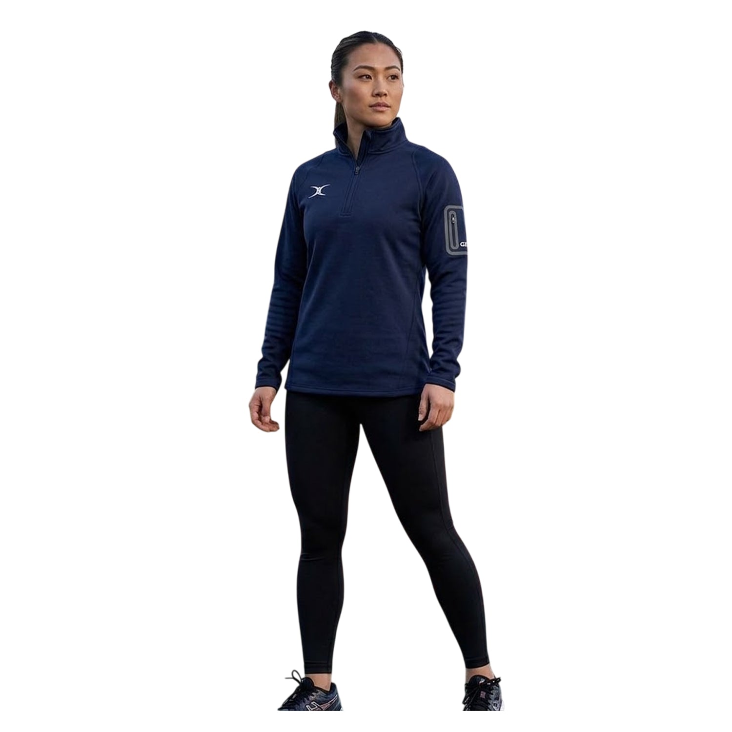 Dark Navy - Back - Gilbert Womens-Ladies Fleece Quarter Zip Raglan Long-Sleeved Sweatshirt