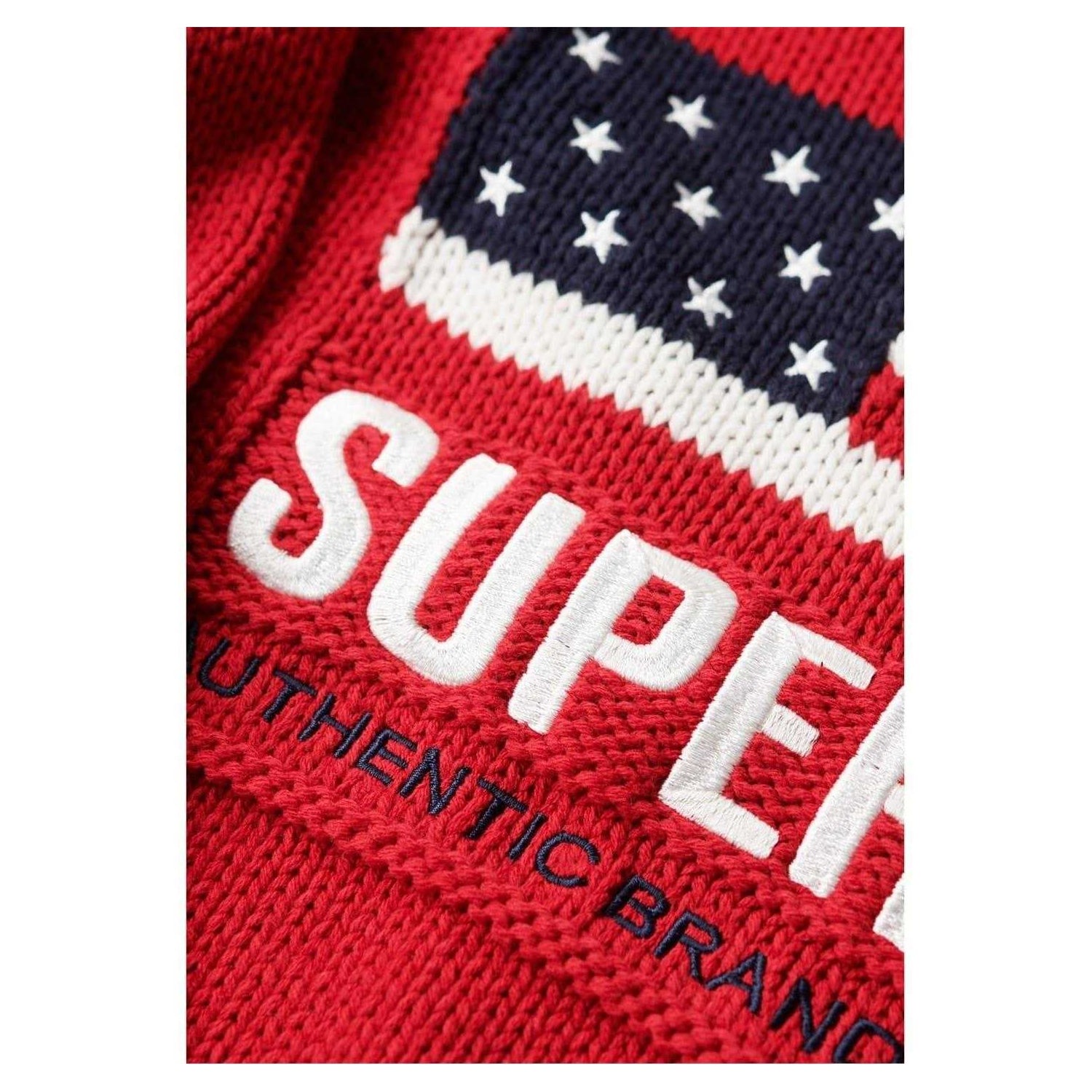 Red - Side - Superdry Womens-Ladies US Flag Turtle Neck Relaxed Fit Sweater Top