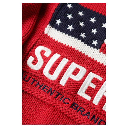 Red - Side - Superdry Womens-Ladies US Flag Turtle Neck Relaxed Fit Sweater Top