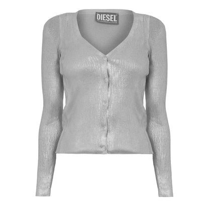 Grey - Front - Diesel Womens-Ladies Isotta V Neck Regular Cardigan