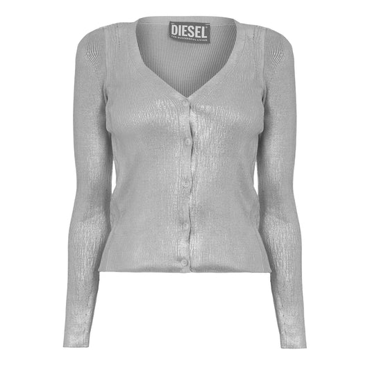 Grey - Front - Diesel Womens-Ladies Isotta V Neck Regular Cardigan