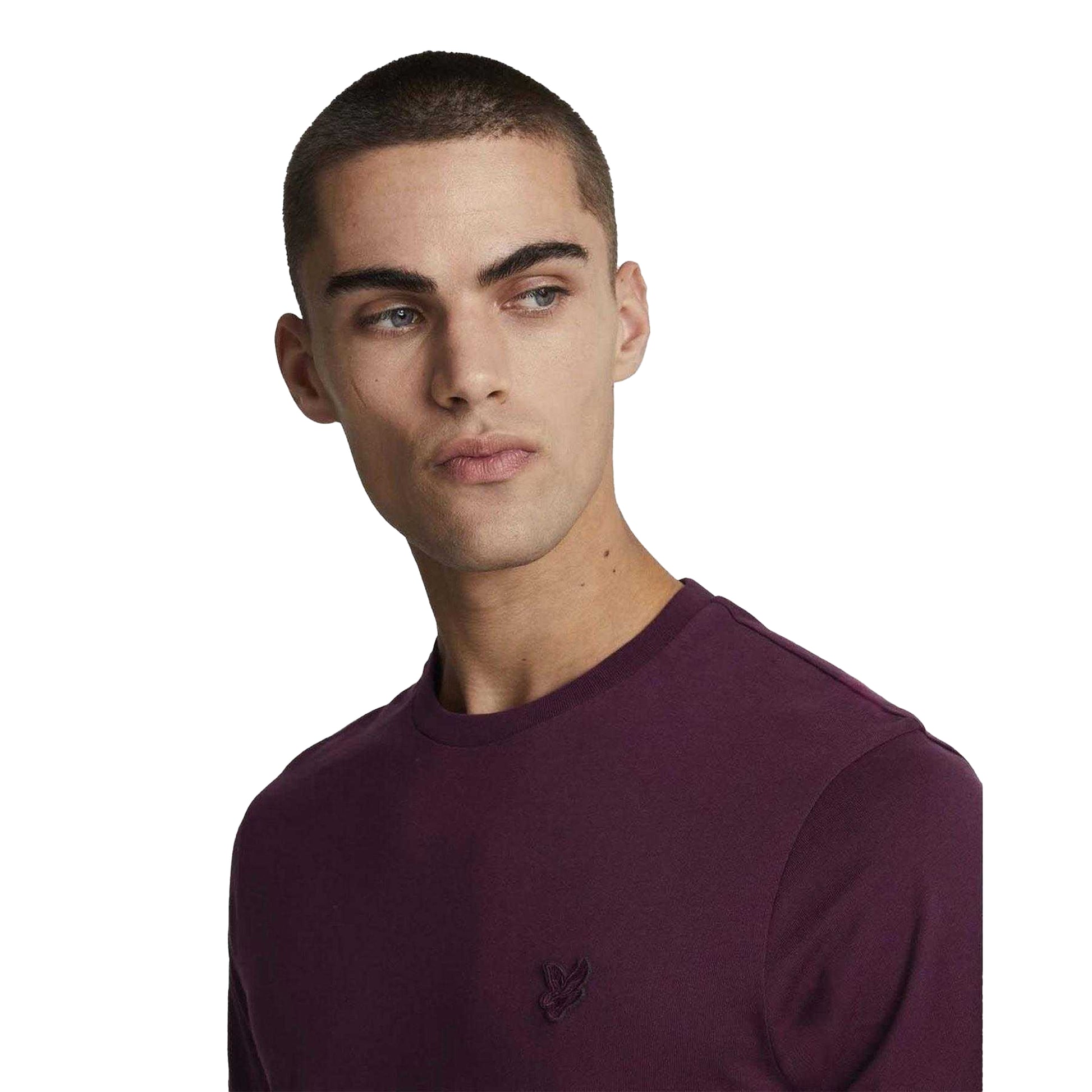 Red - Side - Lyle & Scott Mens Tonal Eagle Crew Neck T-Shirt