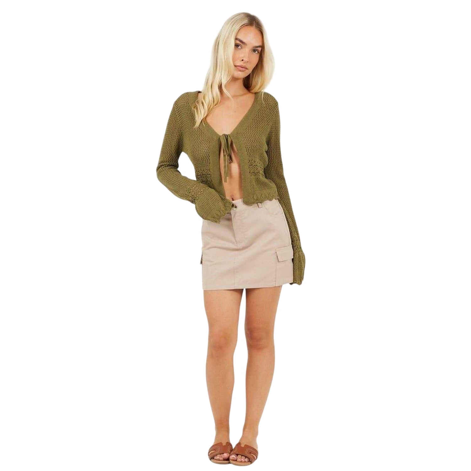 Stone - Side - Brave Soul Womens-Ladies Denim Cargo Pocket Mini Skirt