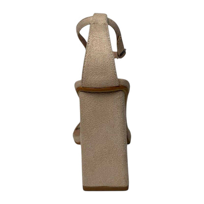 Cream - Back - Chic Womens-Ladies Suede High Heel Sandals