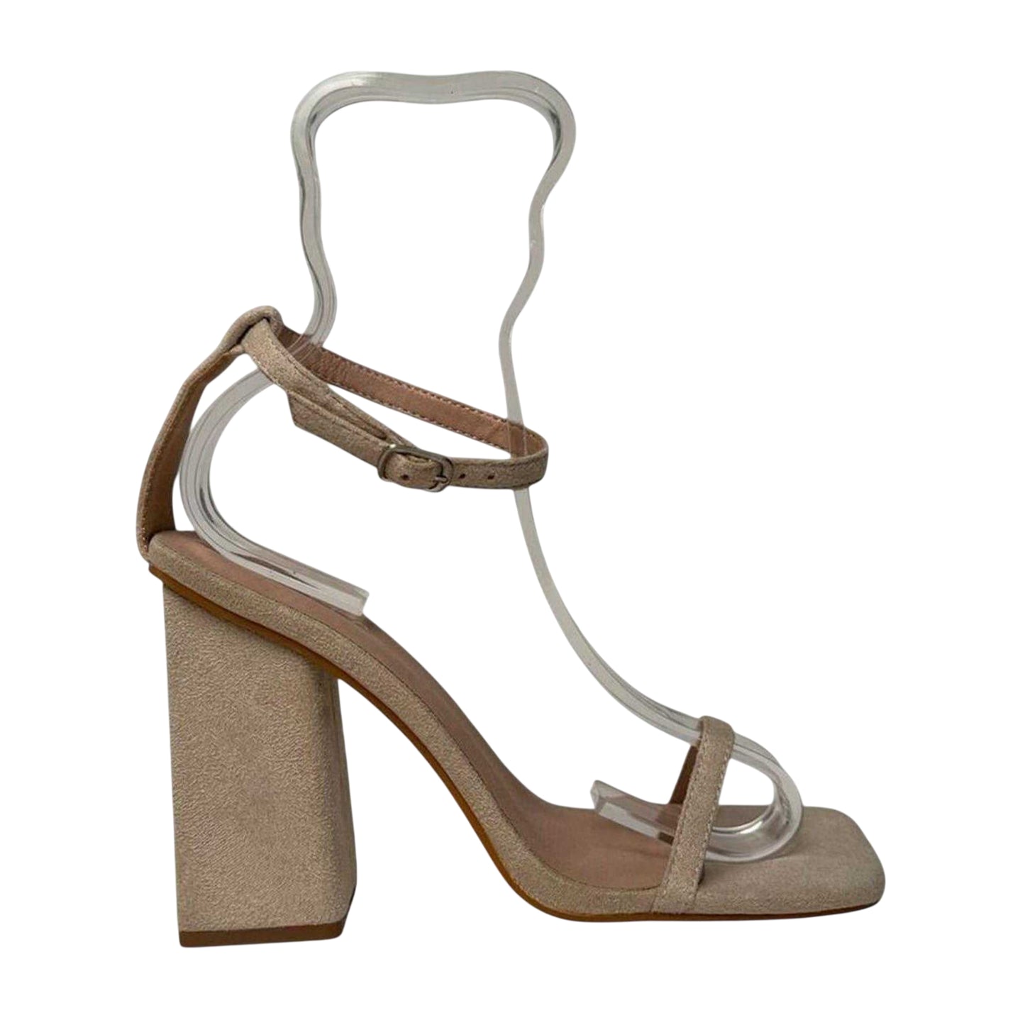 Cream - Side - Chic Womens-Ladies Suede High Heel Sandals