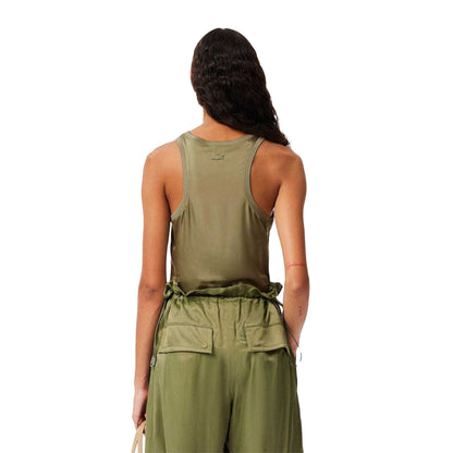 Khaki - Pack Shot - Lacoste Womens-Ladies Fluid Satin Tank Top