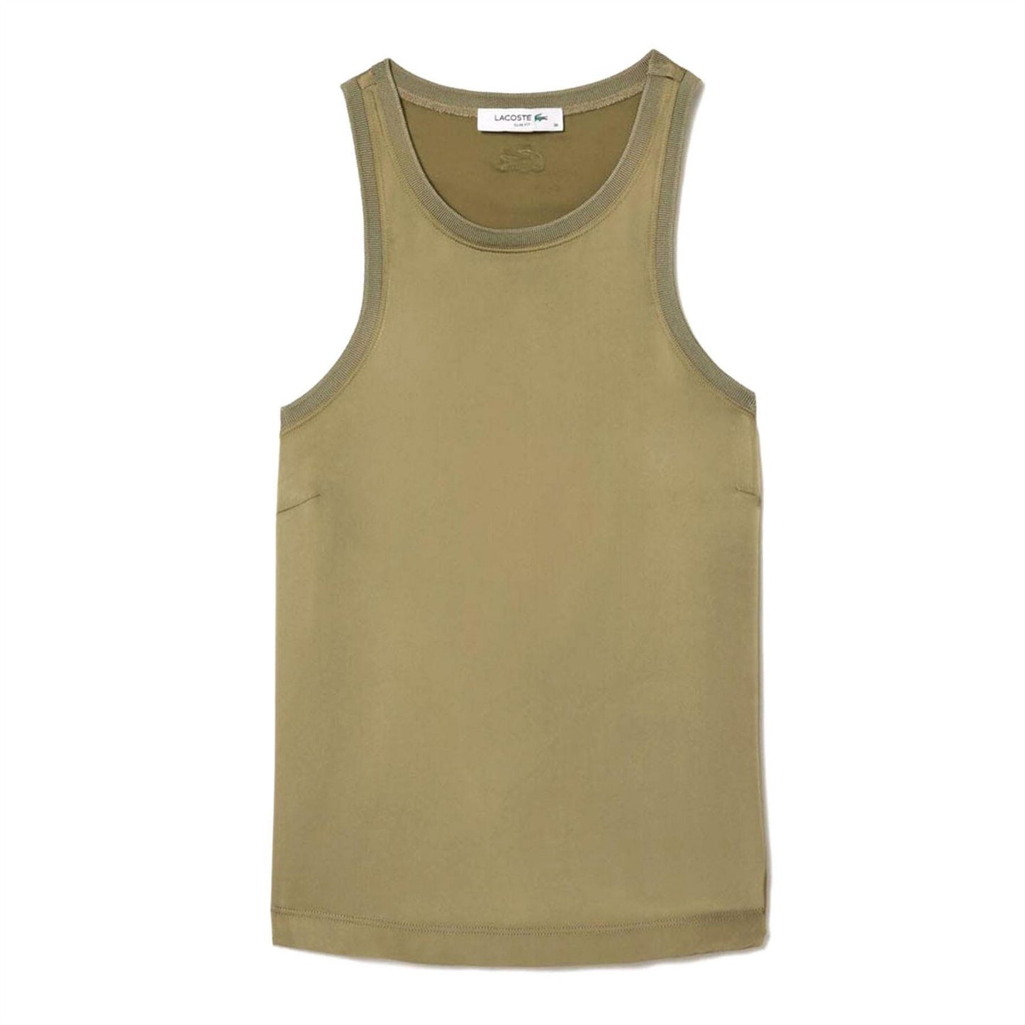 Khaki - Front - Lacoste Womens-Ladies Fluid Satin Tank Top