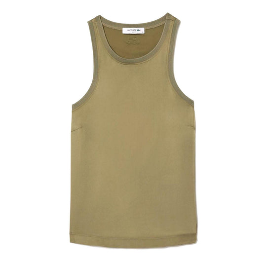 Khaki - Front - Lacoste Womens-Ladies Fluid Satin Tank Top