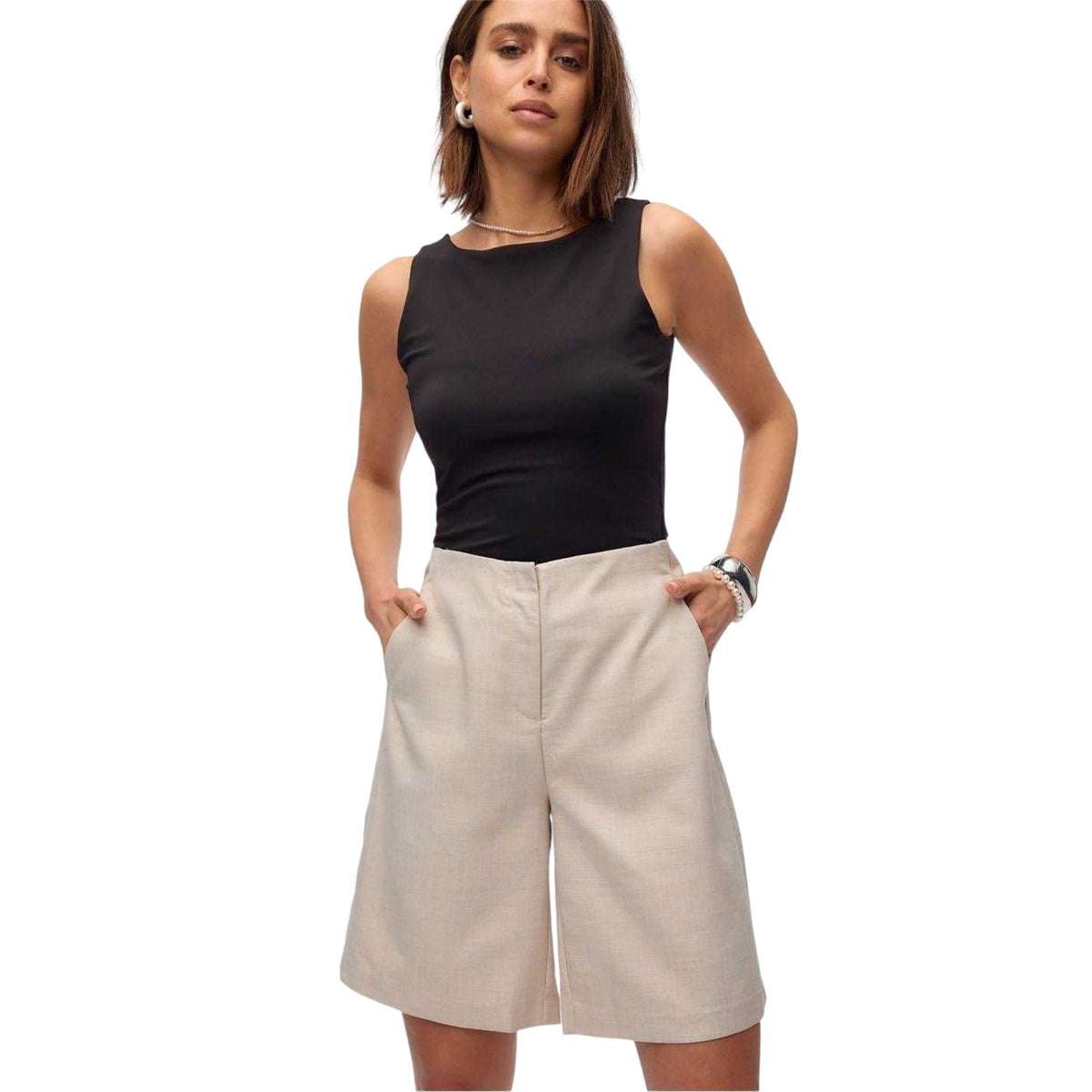 Silver - Back - Vero Moda Womens-Ladies Nancy Plain Shorts