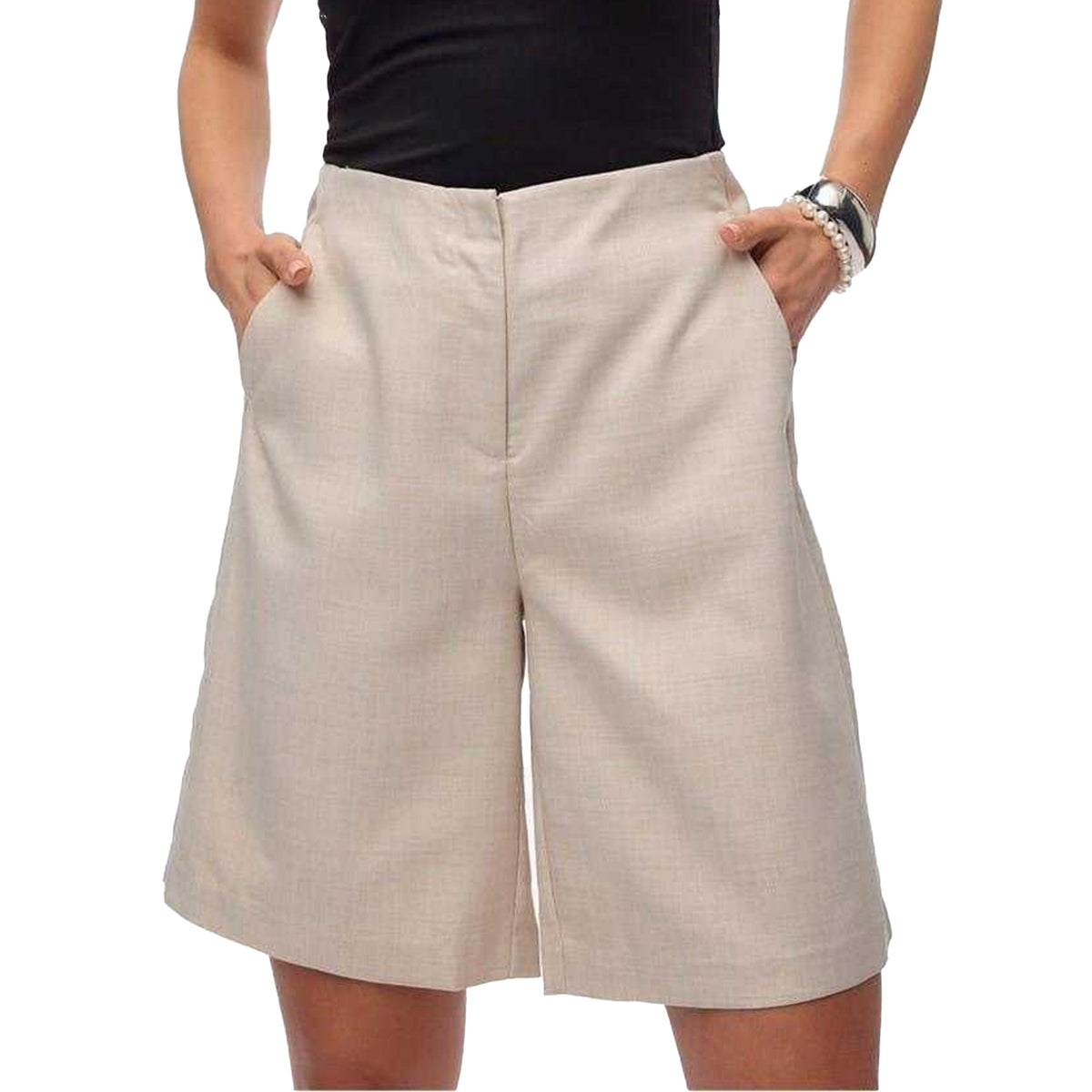 Silver - Front - Vero Moda Womens-Ladies Nancy Plain Shorts