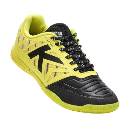 Lime-Black - Side - Kelme Mens All In Black Flat Trainers