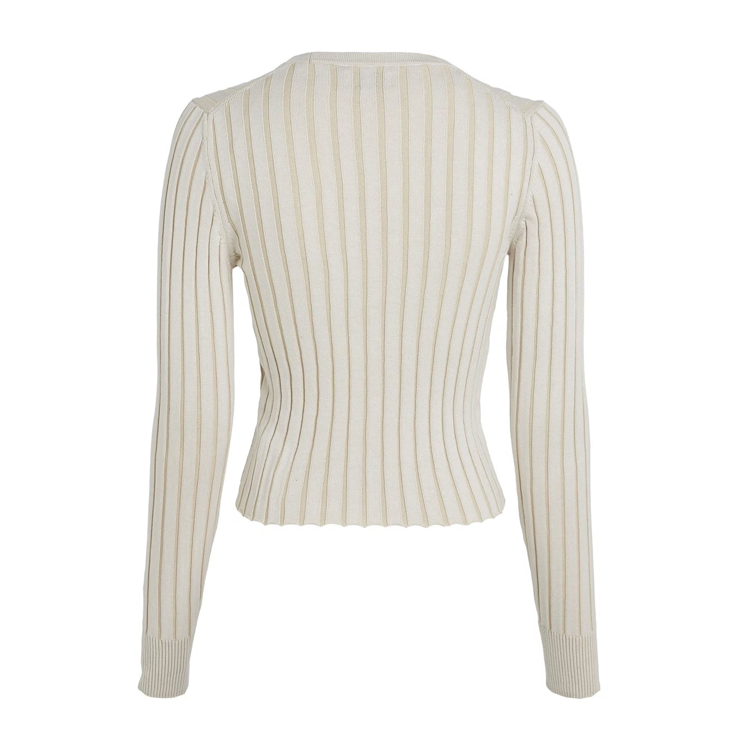 Ivory-Pelican - Back - Calvin Klein Womens-Ladies Ribbed V Neck Regular Cardigan
