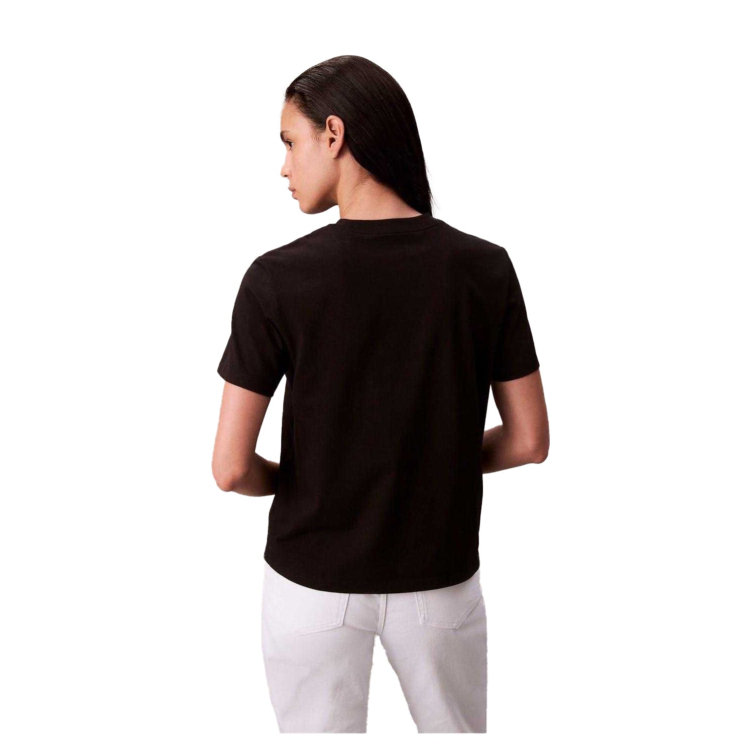 Black - Back - Calvin Klein Womens-Ladies Hero Mono Cotton T-Shirt