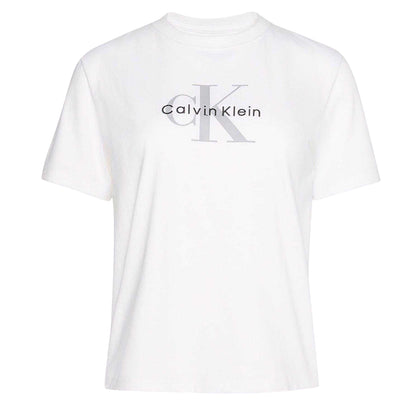 White - Front - Calvin Klein Womens-Ladies Hero Mono Cotton T-Shirt