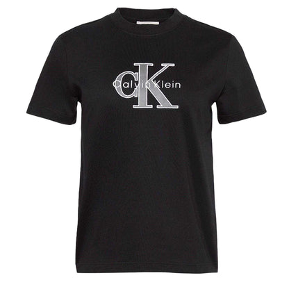 Black - Front - Calvin Klein Womens-Ladies Hero Mono Cotton T-Shirt