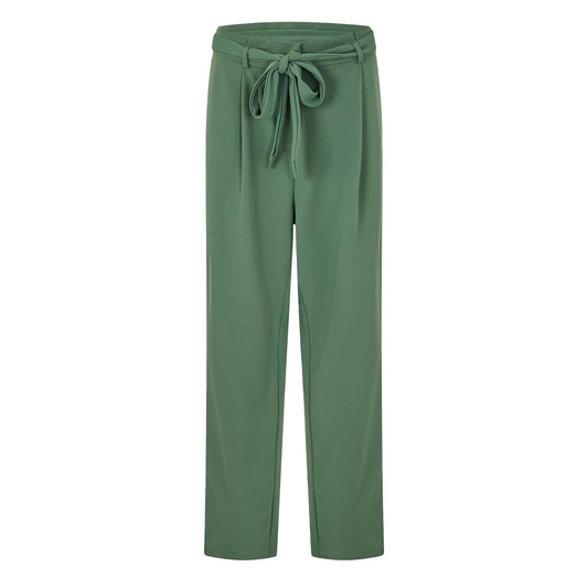 Duck Green - Front - Vila Womens-Ladies Viclva Plain Tie Belt Straight Trousers