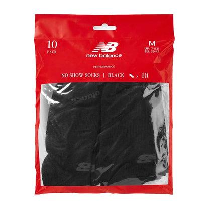 Black - Side - New Balance Unisex Adult Everyday No-Show Socks (Pack of 10)