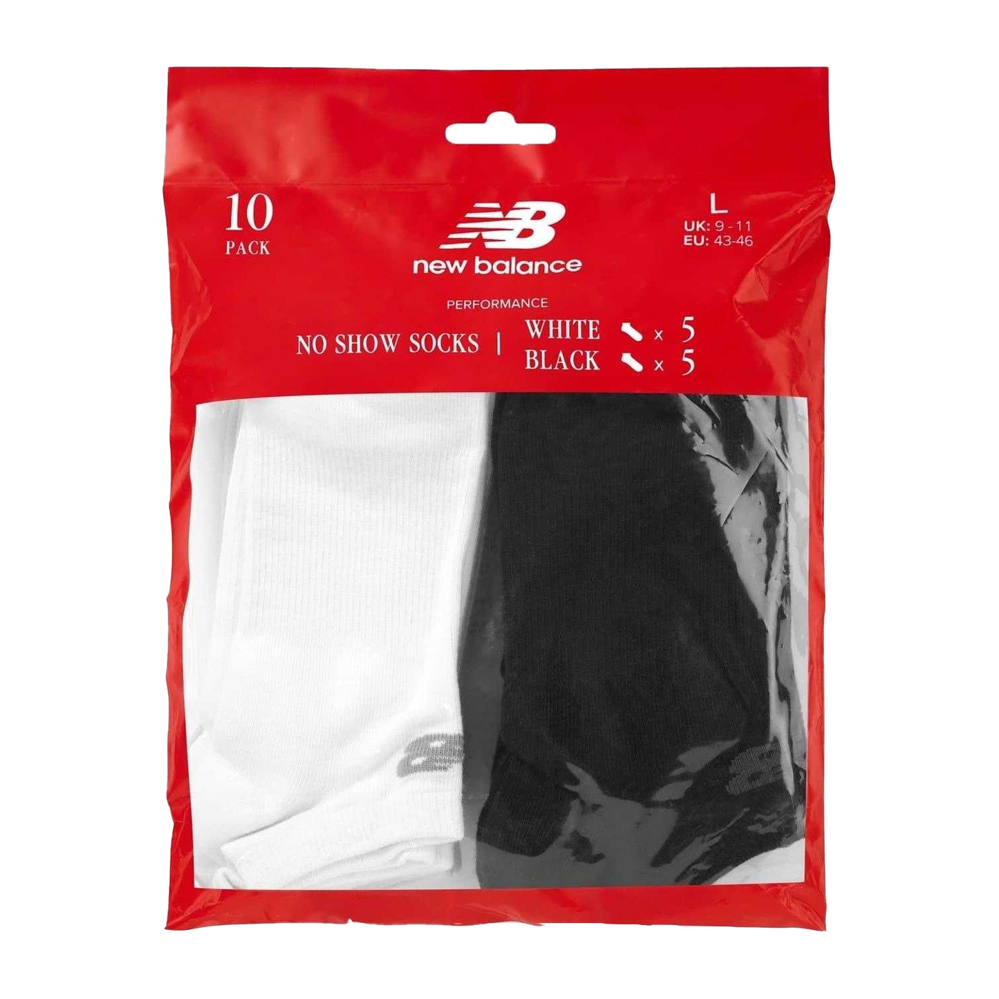 White-Black - Side - New Balance Unisex Adult Everyday No-Show Socks (Pack of 10)