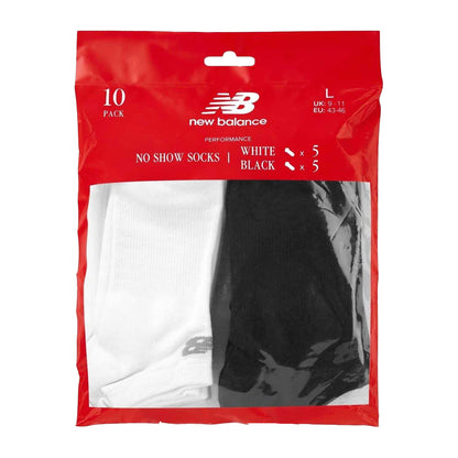 White-Black - Side - New Balance Unisex Adult Everyday No-Show Socks (Pack of 10)