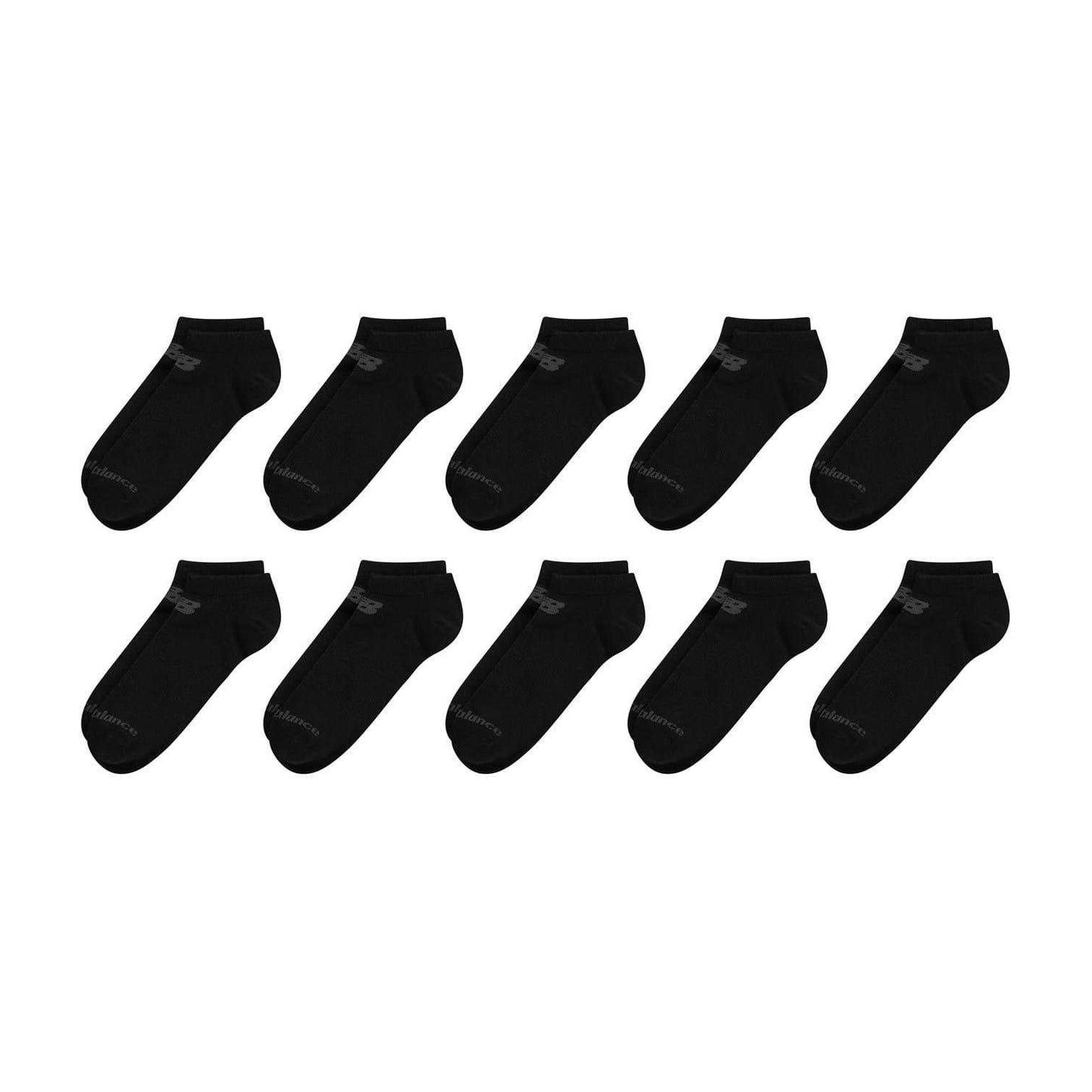Black - Front - New Balance Unisex Adult Everyday No-Show Socks (Pack of 10)